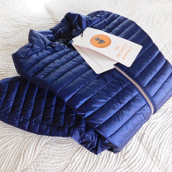 NWT Save The Duck Iris NLA Carly style navy Plumtech vegan down puffer jacket M - Picture 15 of 16